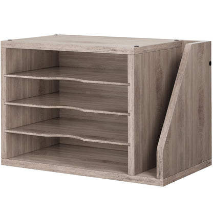 Wooden Mail Organizer, Desk Organizer with 3 Adjustable Shelves
