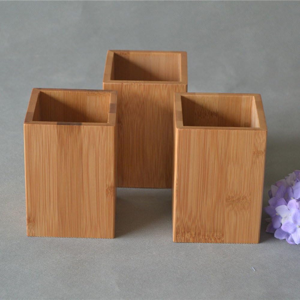 Bamboo Wood Desk Pen Pencil Holder Stand Multi Purpose Use Pencil Cup Pot Desk Organizer