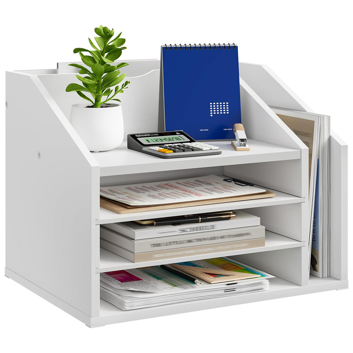 CHOEZON Wooden Desk Organizer with Adjustable Partitions