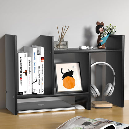 Desk Shelves Wood Desktop Orgnizer Shelf. Office Organization for Top of Desk Organizers and Accessories Bookshelf Shelving,Adjustable Tier H-Shape Mini Bookcase(White)