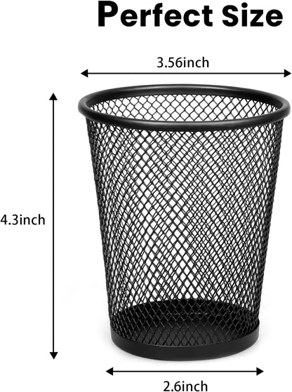 QYH Mesh Pencil Holder for Desk 6 Pack, Metal Pen Cup Black