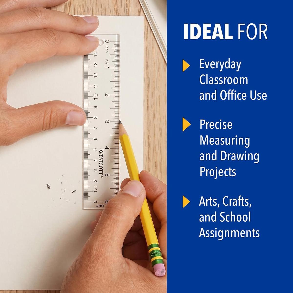 Westcott 10561 Acrylic Clear Ruler, 6 in