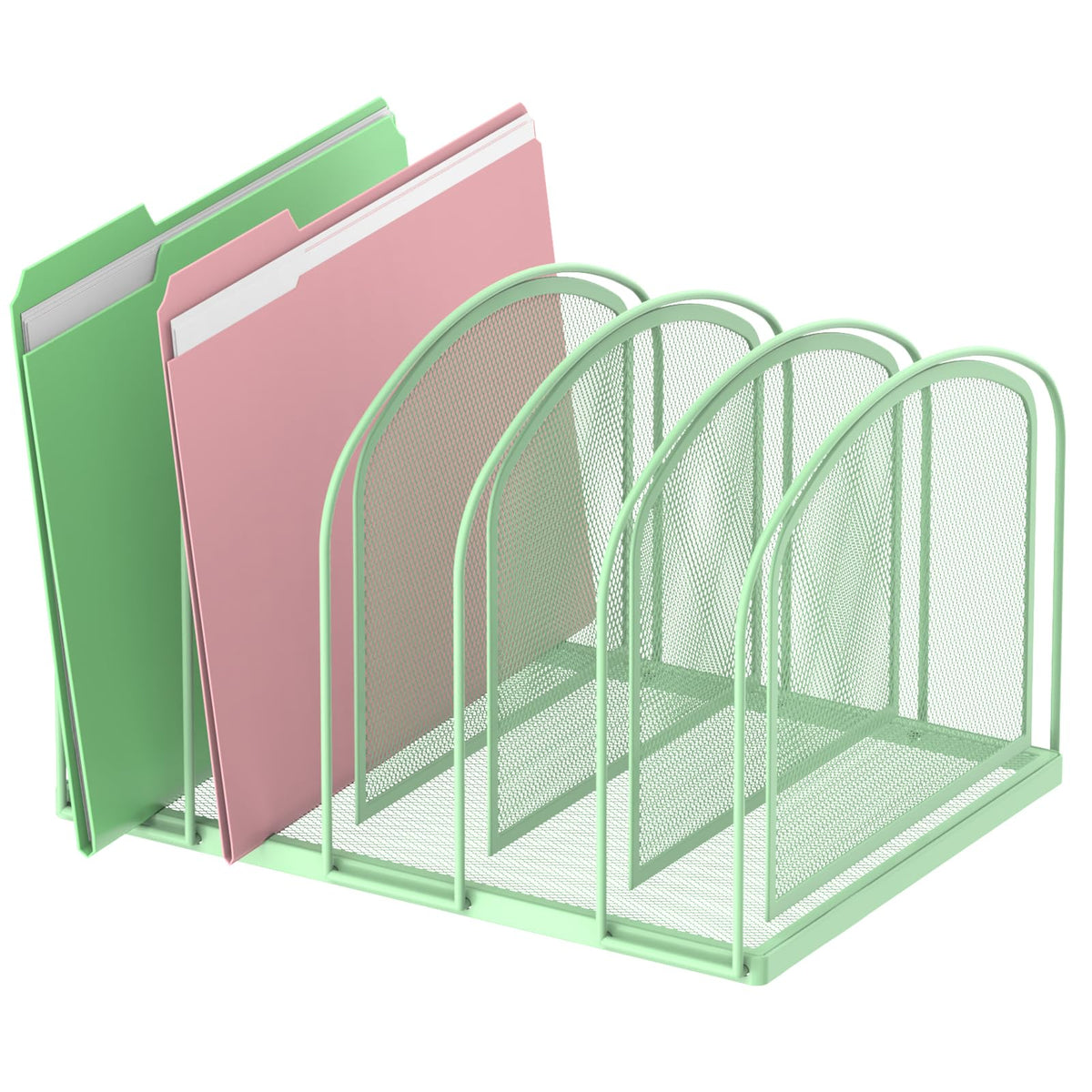 SUPEASY 5-Section File Organizer for Desk, Metal File Folder Holder, Black