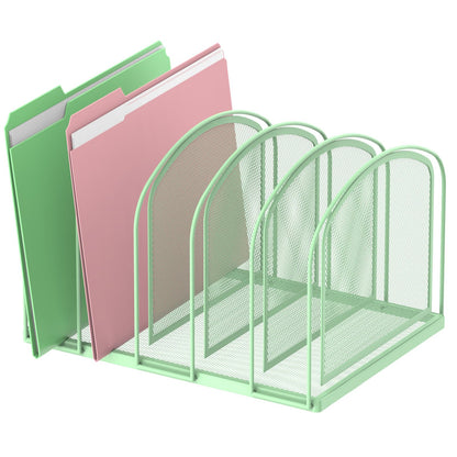 SUPEASY 5-Section File Organizer for Desk, Metal File Folder Holder, Black