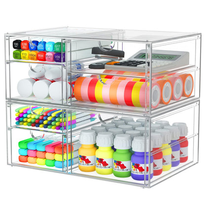 caktraie Acrylic16-Drawer Storage & Makeup Organizer for Desk