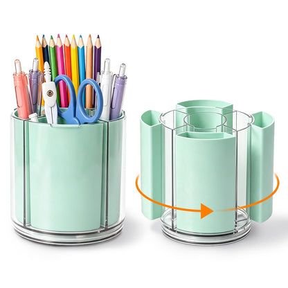 360° Rotating Pen Holder for Desk Adjustable Pencil Organizer, Gray-White