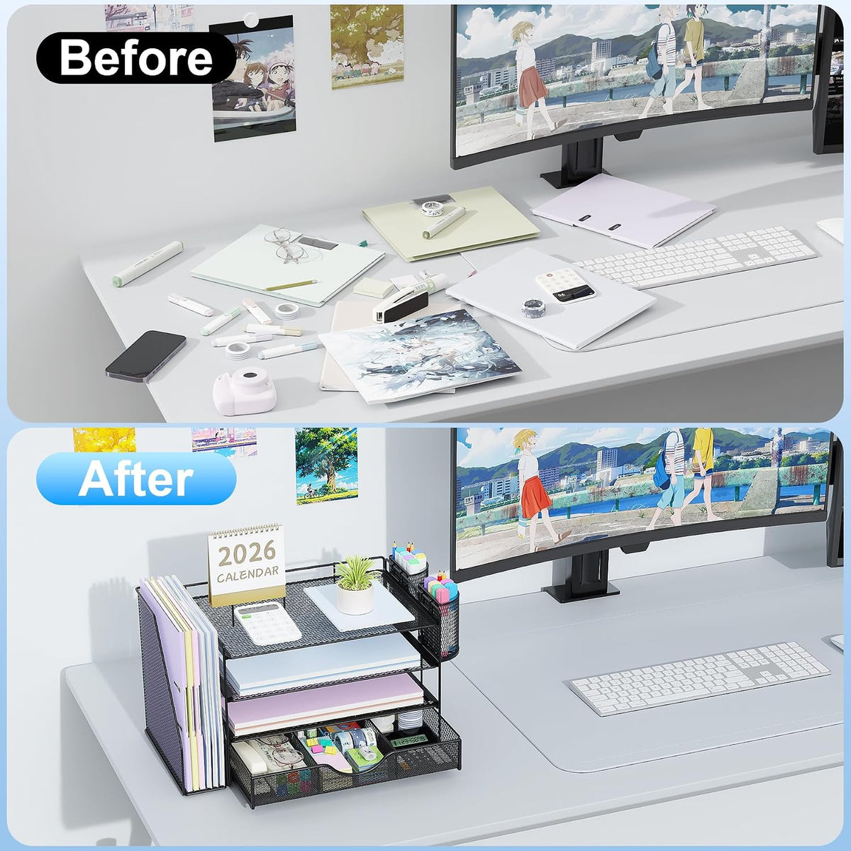 gianotter Metal Mesh Desk Organizers and Accessories with File Holder