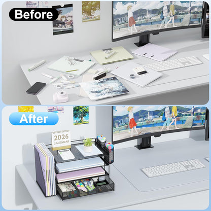 gianotter Metal Mesh Desk Organizers and Accessories with File Holder