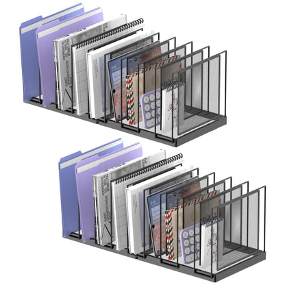 File Organizer for Desk, 5-Section Vertical File Sorter, Paper Holder Organizer Standing Metal File Folder for Office Home Classroom, Black