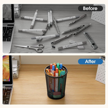 MaxGear Pen Holder for Desk 2 Pack, Mesh Metal 5.4’’, Makeup Brush Holders