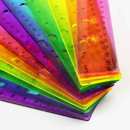 ZZTX 6 Pack Color Transparent Ruler Plastic Rulers 12 Inch