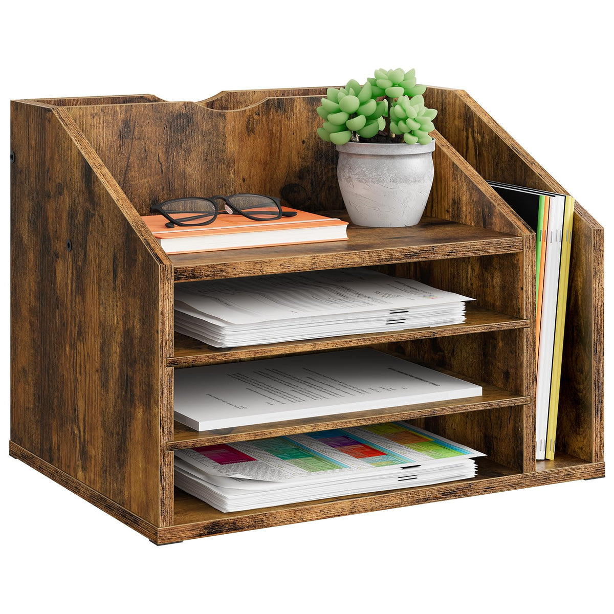 CHOEZON Wooden Desk Organizer with Adjustable Partitions