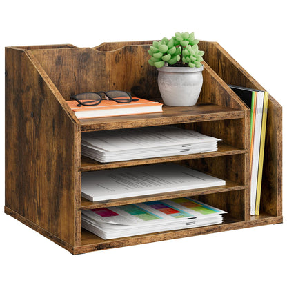CHOEZON Wooden Desk Organizer with Adjustable Partitions