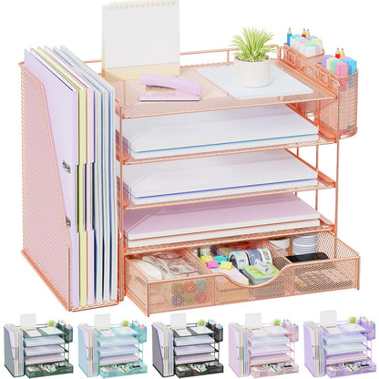 gianotter Metal Mesh Desk Organizers and Accessories with File Holder
