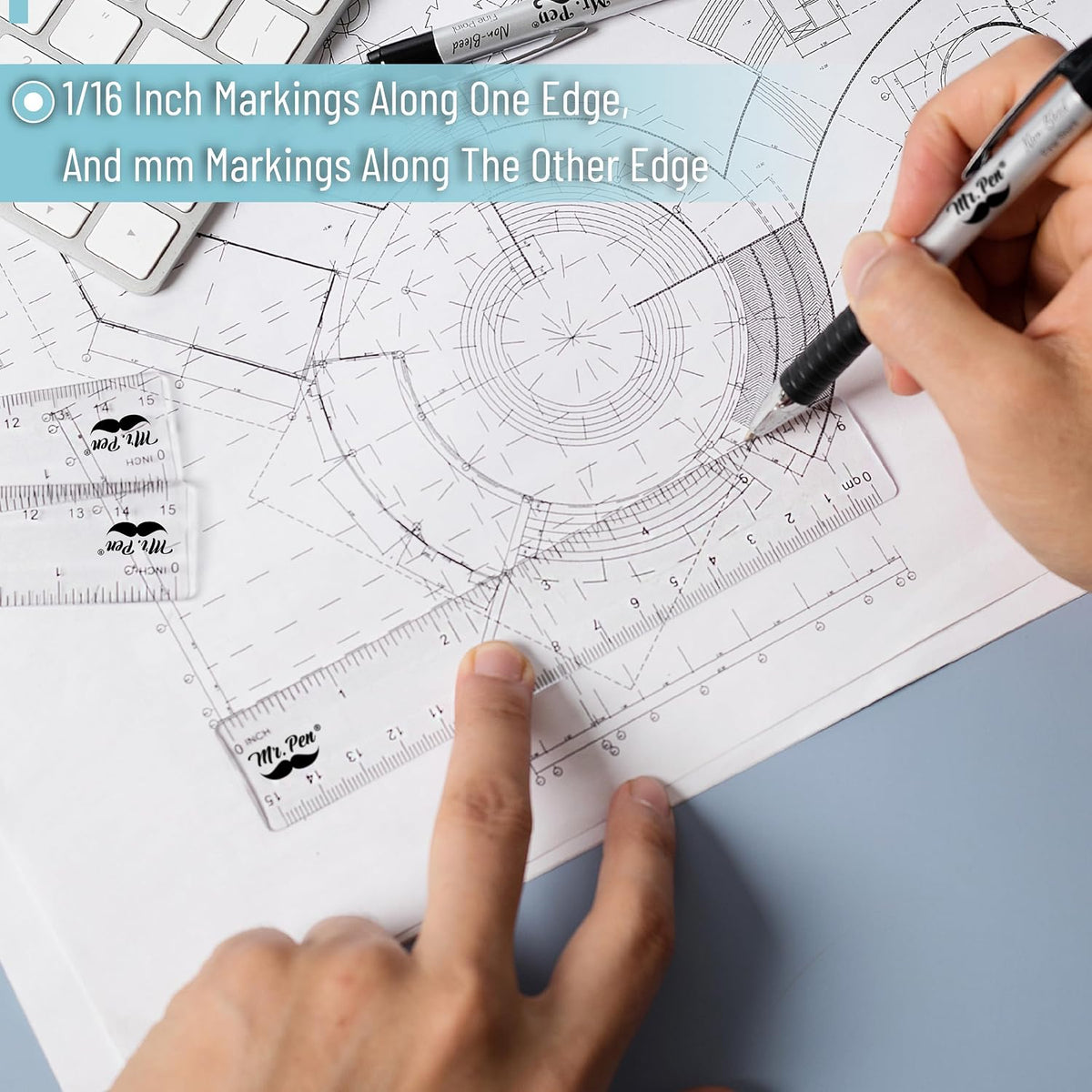 Mr. Pen- Plastic Rulers, 6 Inch, 3 Pack, Easy-to-Read Markings