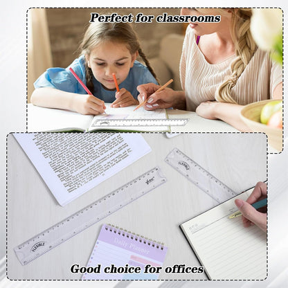 Grevosea 2 PCS Flexible Ruler 12 Inch Bendable Clear Plastic Ruler
