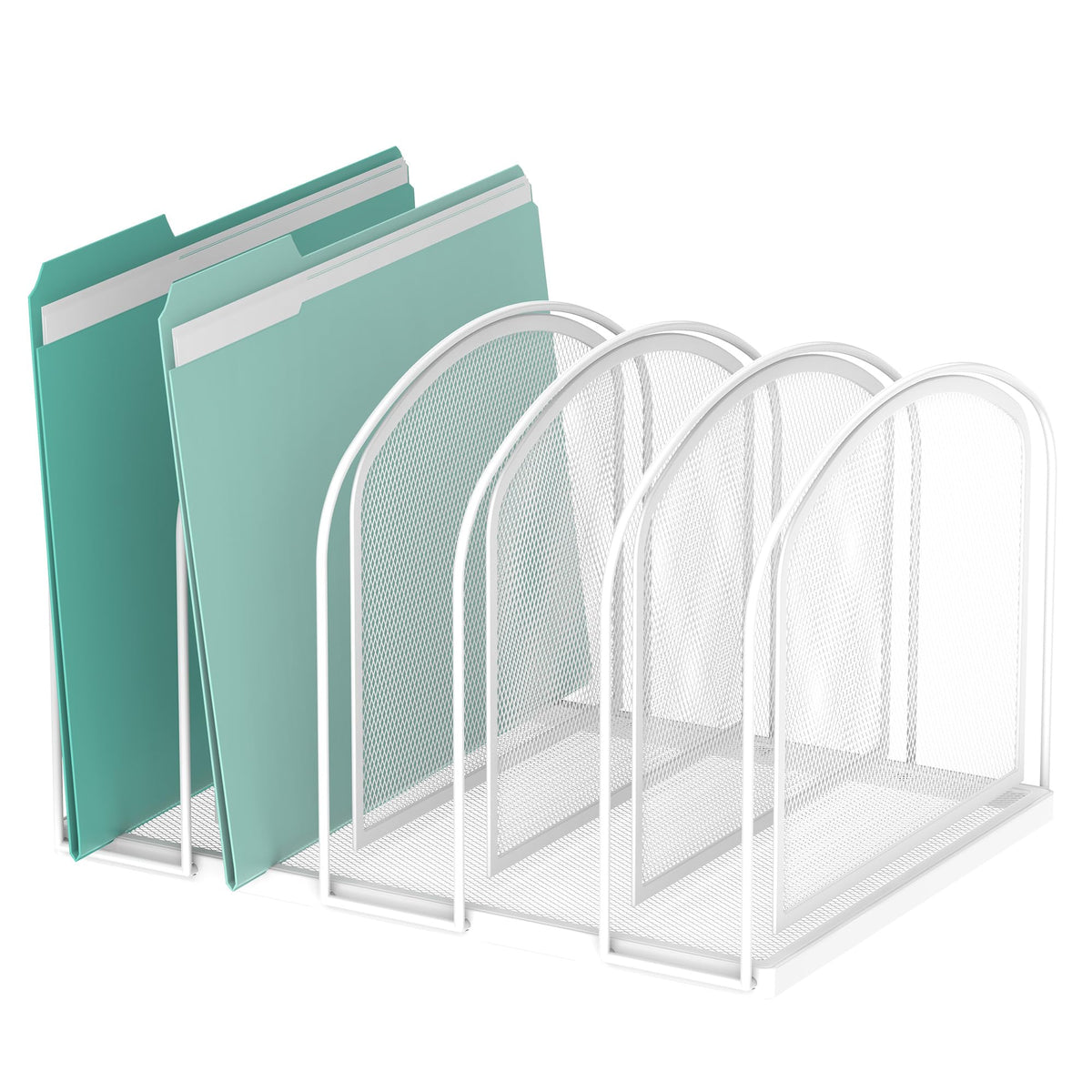 SUPEASY 5-Section File Organizer for Desk, Metal File Folder Holder, Black