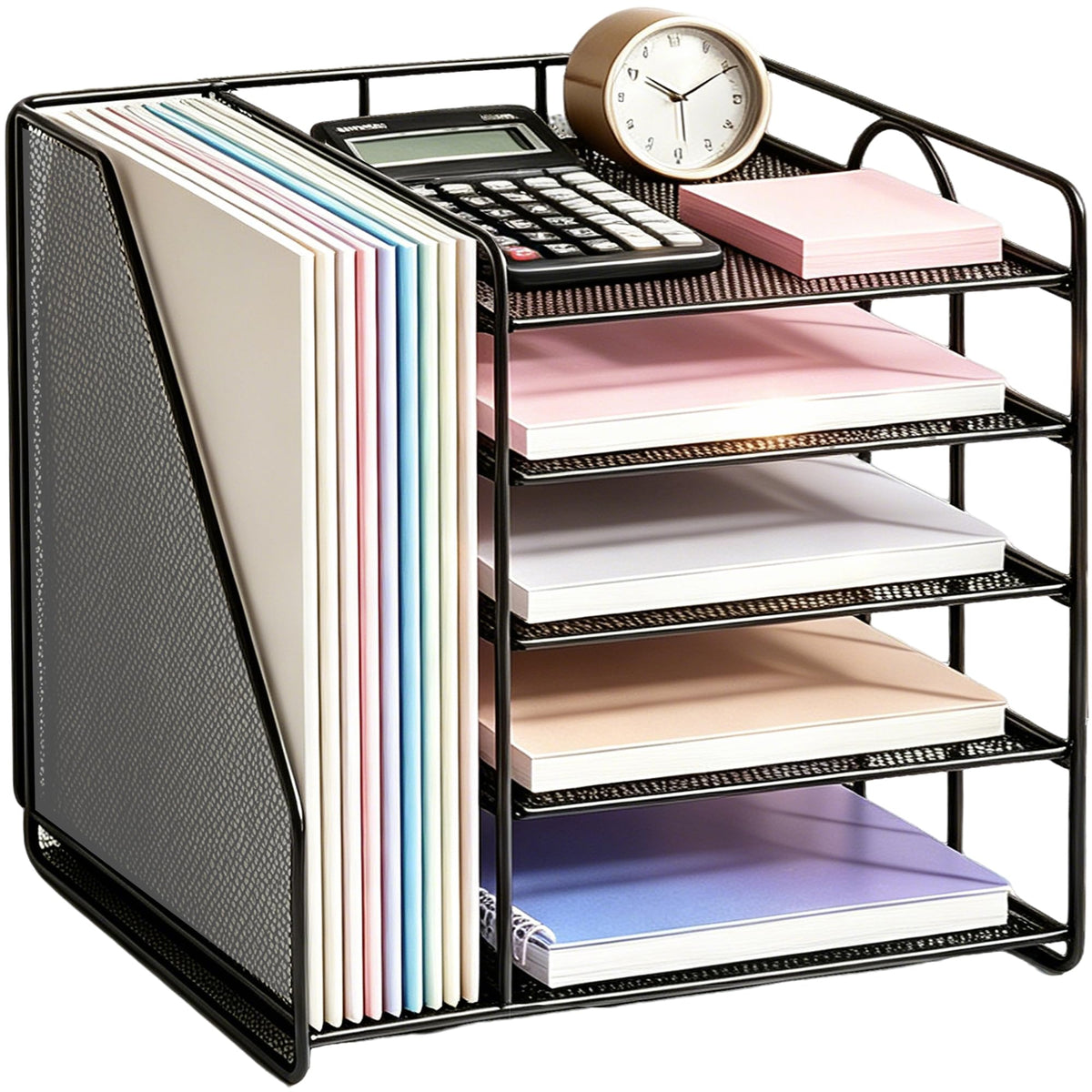 OPNICE Desk Organizer, 6-Tier Paper Organizer Letter Tray, Gold