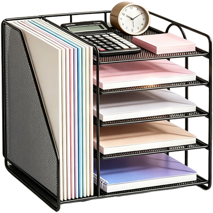 OPNICE Desk Organizer, 6-Tier Paper Organizer Letter Tray, Gold