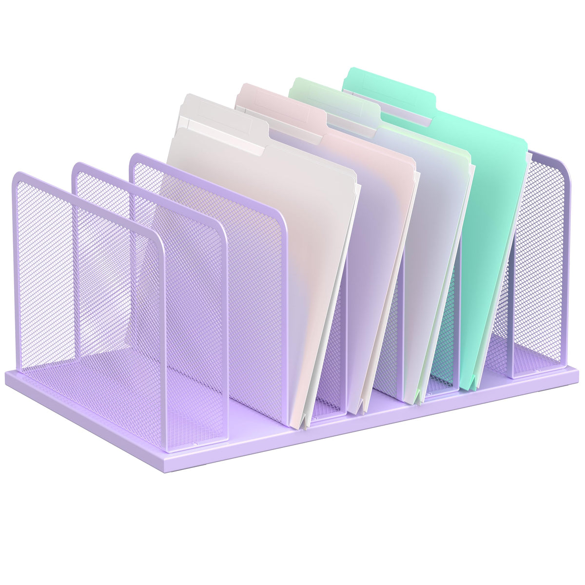 Kuntine.B Desk File Organizer Upright Mesh Desktop Organizer File Sorter Office Organization File Holder for Home, Office & Classroom (Black, 1 Pack 5-Section)