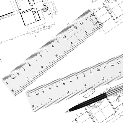 Unjoo Clear Plastic Ruler 6 Inch Straight Rulers, for School, Office, 2pcs