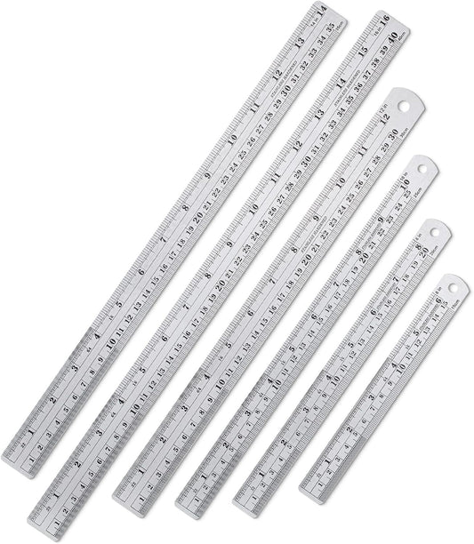 Mr. Pen- Metal Straight Edge Ruler, 6 pcs, 6", 8", 10", 12", 14", 16"