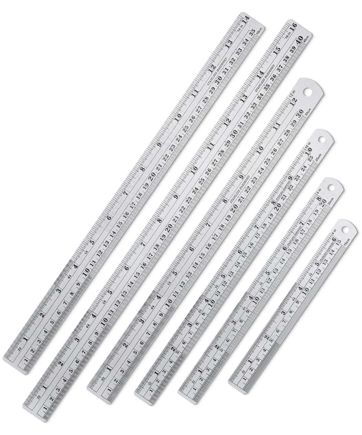 Mr. Pen- Metal Straight Edge Ruler, 2 Pack, 6" and 12", Silver