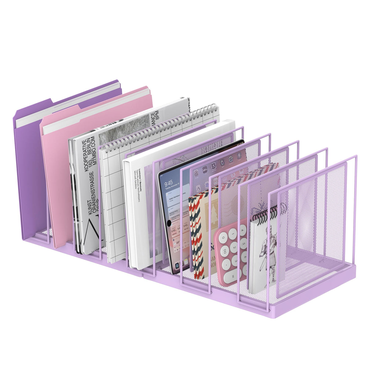 File Organizer for Desk, 5-Section Vertical File Sorter, Paper Holder Organizer Standing Metal File Folder for Office Home Classroom, Black