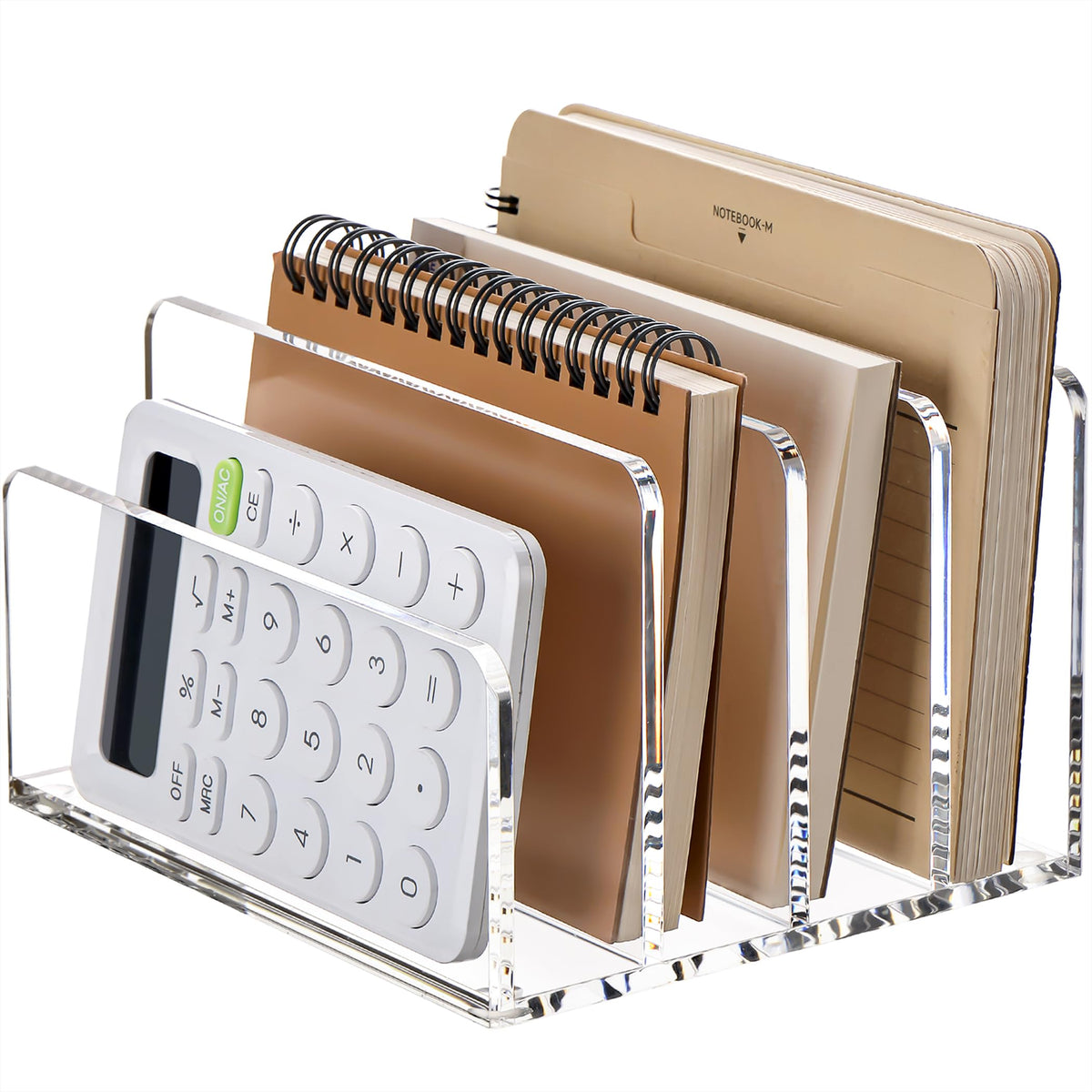 YUXUN Acrylic Mail Organizer, Clear Mail Holder - 2 Compartments Mail Sorter, File Organizer for Desk, Office Accessories for Mail, Bills, Documents, Notebooks
