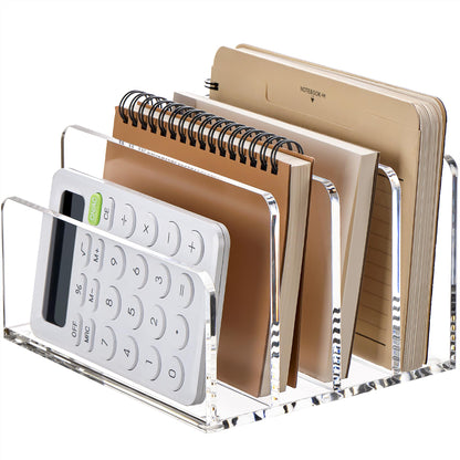 YUXUN Acrylic Mail Organizer, Clear Mail Holder - 2 Compartments Mail Sorter, File Organizer for Desk, Office Accessories for Mail, Bills, Documents, Notebooks