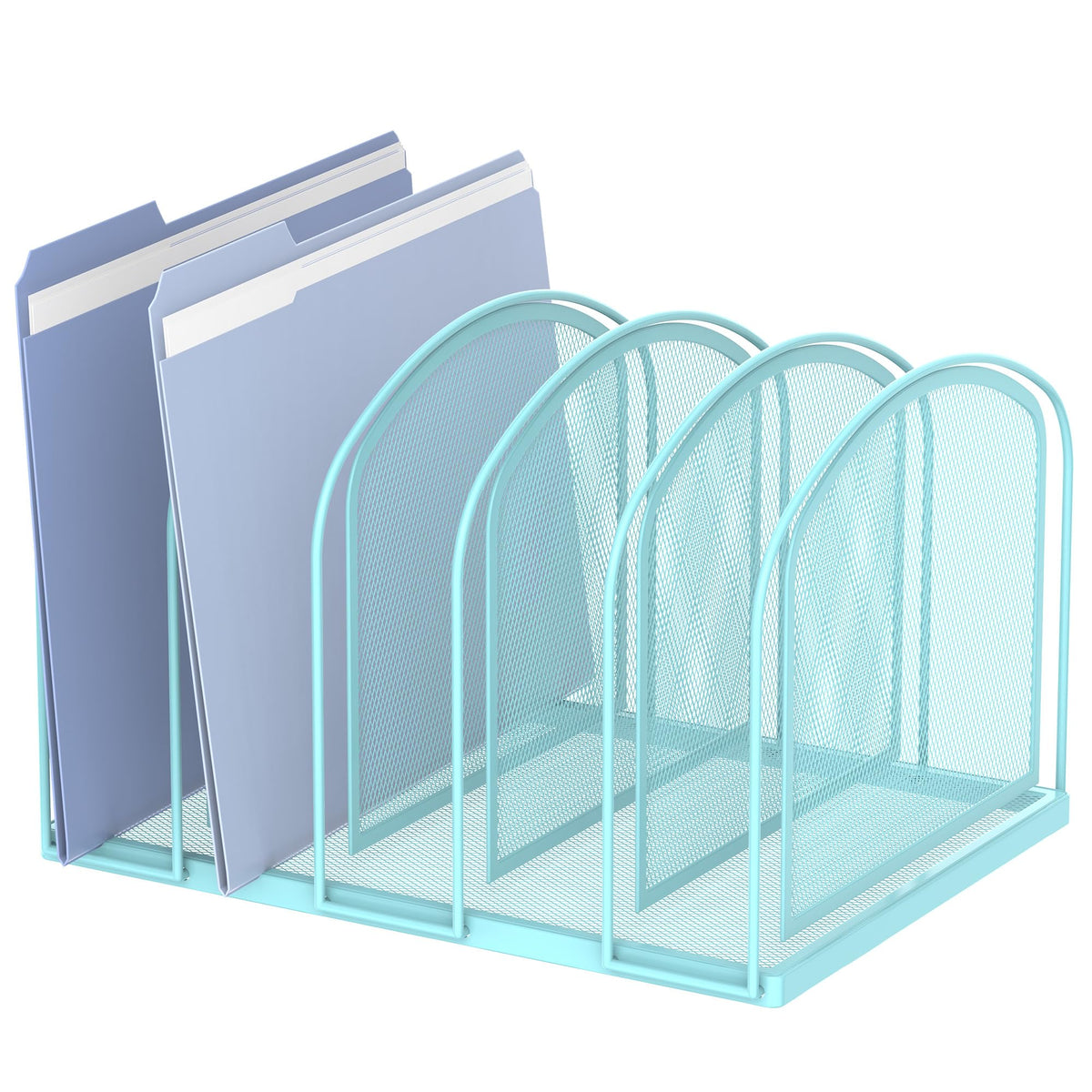 SUPEASY 5-Section File Organizer for Desk, Metal File Folder Holder, Black