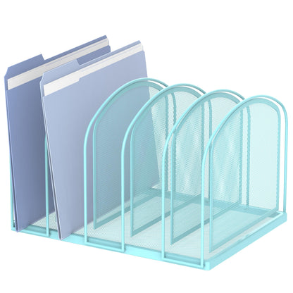 SUPEASY 5-Section File Organizer for Desk, Metal File Folder Holder, Black