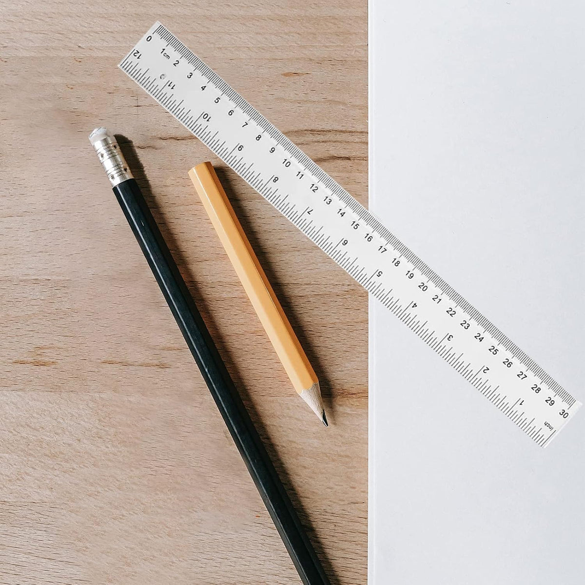 YouOKLight Plastic Ruler 30cm, Clear Ruler,Transparent Ruler 12 inch,Metric Ruler,Ruler 30cm for School,Transparent Straight rulers for Kids,and Office use,Drafting Tools,Measuring Tools,Pack of 2.