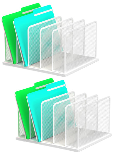 Kuntine.B Desk File Organizer Upright Mesh Desktop Organizer File Sorter Office Organization File Holder for Home, Office & Classroom (Black, 1 Pack 5-Section)