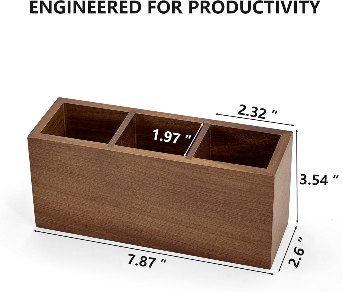 Walnut Wood Pen Holder for Desk with 3 Slots (Walnut Wood)
