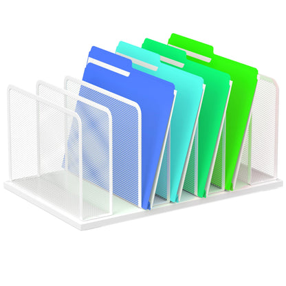 Kuntine.B Desk File Organizer Upright Mesh Desktop Organizer File Sorter Office Organization File Holder for Home, Office & Classroom (Black, 1 Pack 5-Section)