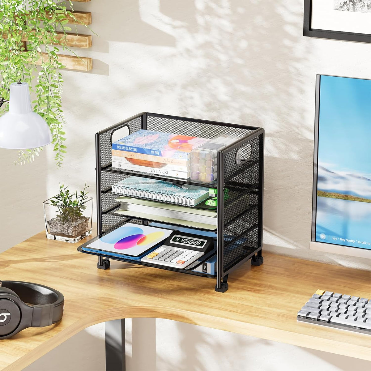 Simple Trending 5-Tier Paper Tray Organizer, File Organizer for Desk, Black