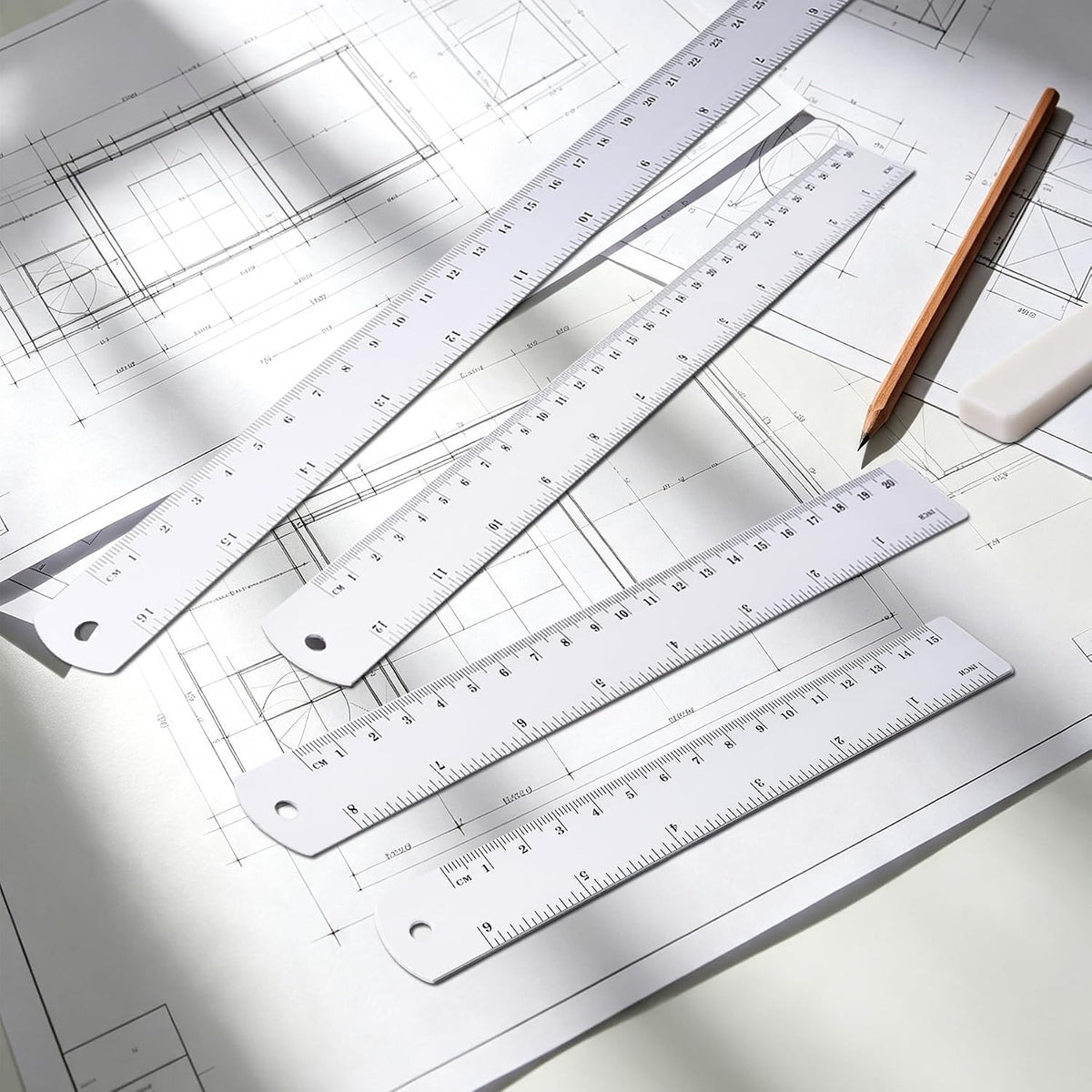Unjoo Stainless Steel Ruler 2-Pack, 6", 12", (15cm,30cm) Dual Scale Ruler