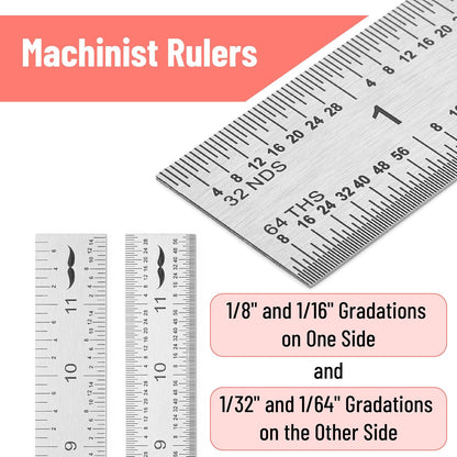 Mr. Pen- Machinist Ruler, 12 Inch, Stainless Steel Imperial