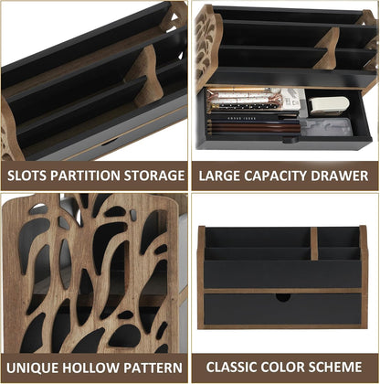 Desk Organizer with Drawer Wood File Office Mail Organizer Countertop