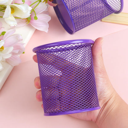 Tamaki Pen Holder Cup for Desk, Wire Mesh Pencil Cup Holder, Purple