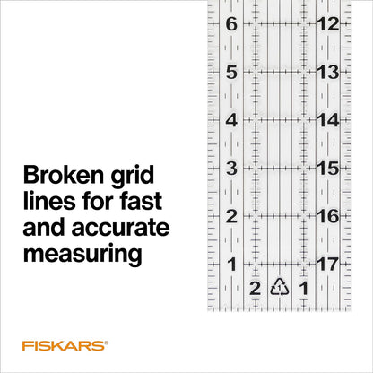 Fiskars 3" x 18" Acrylic Sewing & Quilting Ruler with Gridlines, Clear