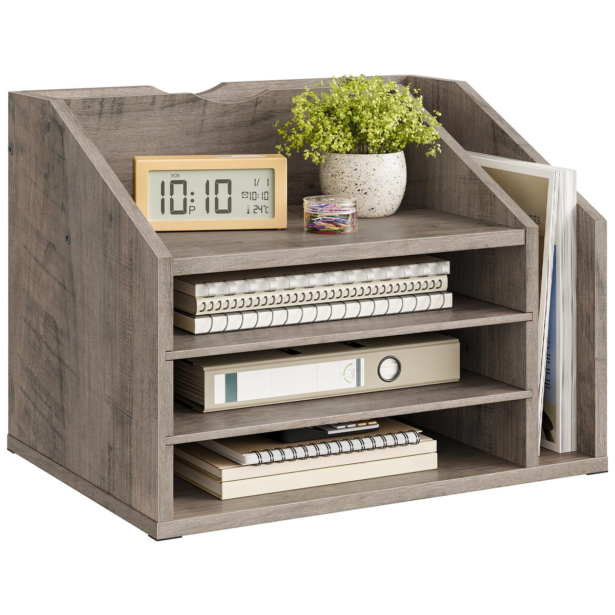 CHOEZON Wooden Desk Organizer with Adjustable Partitions
