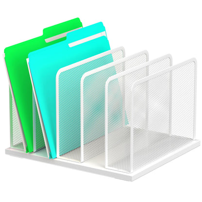 Kuntine.B Desk File Organizer Upright Mesh Desktop Organizer File Sorter Office Organization File Holder for Home, Office & Classroom (Black, 1 Pack 5-Section)