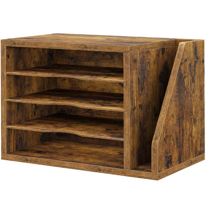 Wooden Mail Organizer, Desk Organizer with 3 Adjustable Shelves