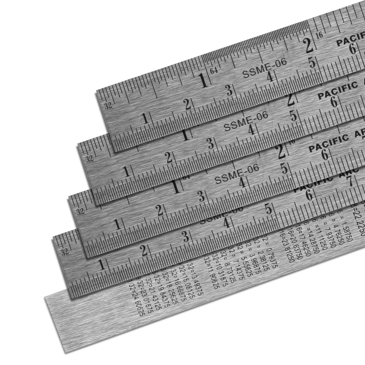 Pacific Arc 12 Inch Stainless Steel Ruler with Inch/Metric Conversion Table