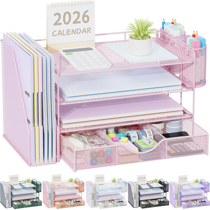 gianotter Metal Mesh Desk Organizers and Accessories with File Holder