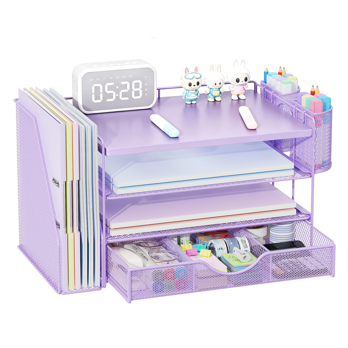 Wood Desk Organizers and Accessories with File Holder & Catalog Racks