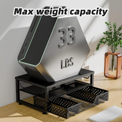 Simple Trending Monitor Stand Riser, Laptop Stand, Desktop Drawer, Black