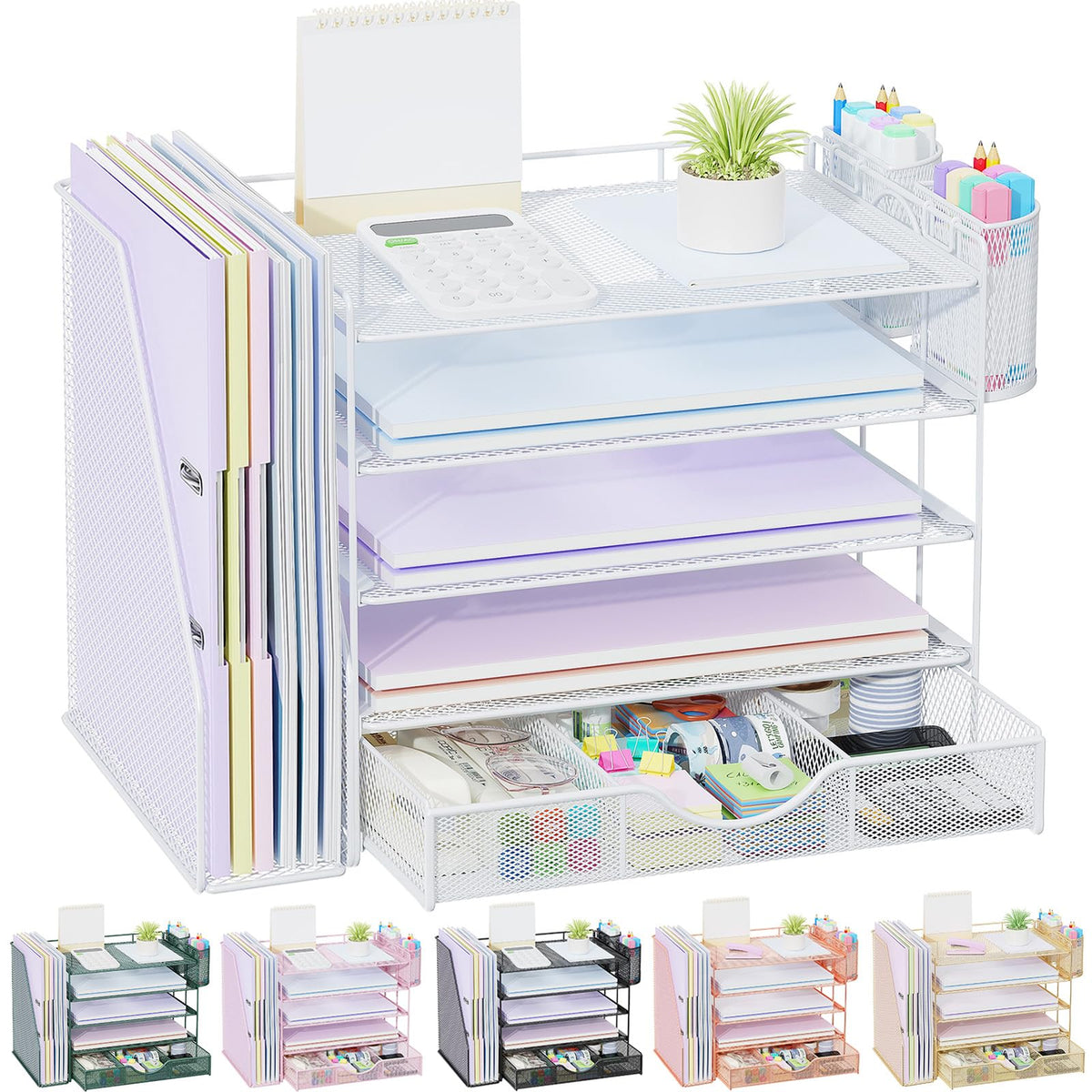 gianotter Metal Mesh Desk Organizers and Accessories with File Holder